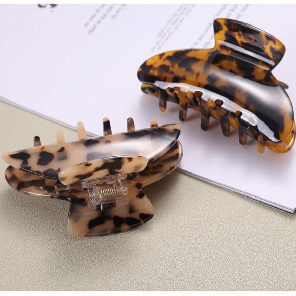 2 Pack Big Hair Claw Clips Tortoise Shell Nonslip Large Claw Clip For Women Cell - Picture 6 of 10